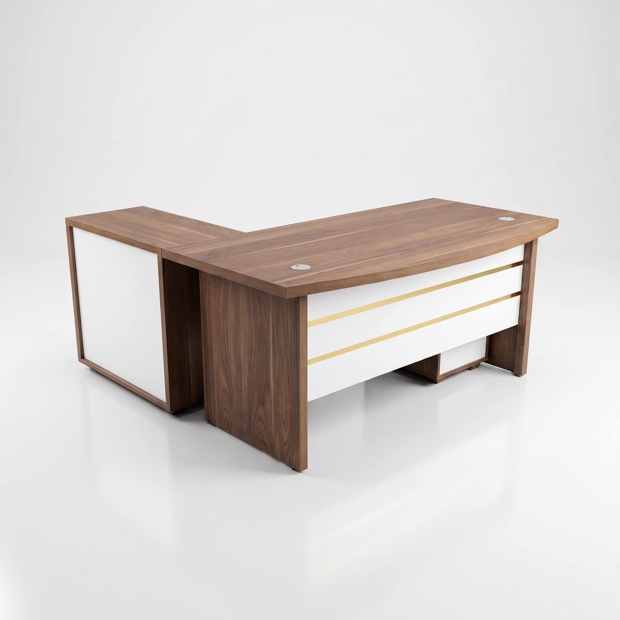 Bureau de Direction MDF Noyer 160×80 cm avec Retour Mobile